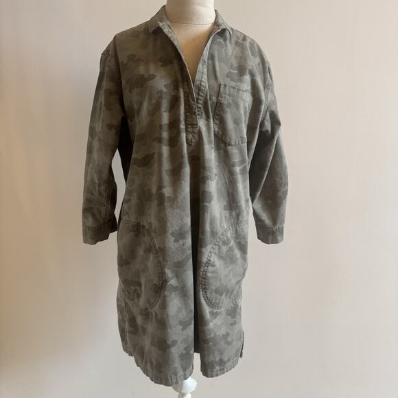 ATM Anthony Thomas Melillo Shirt Dress S Camo Pockets Stretch Cotton Military - Picture 6 of 15